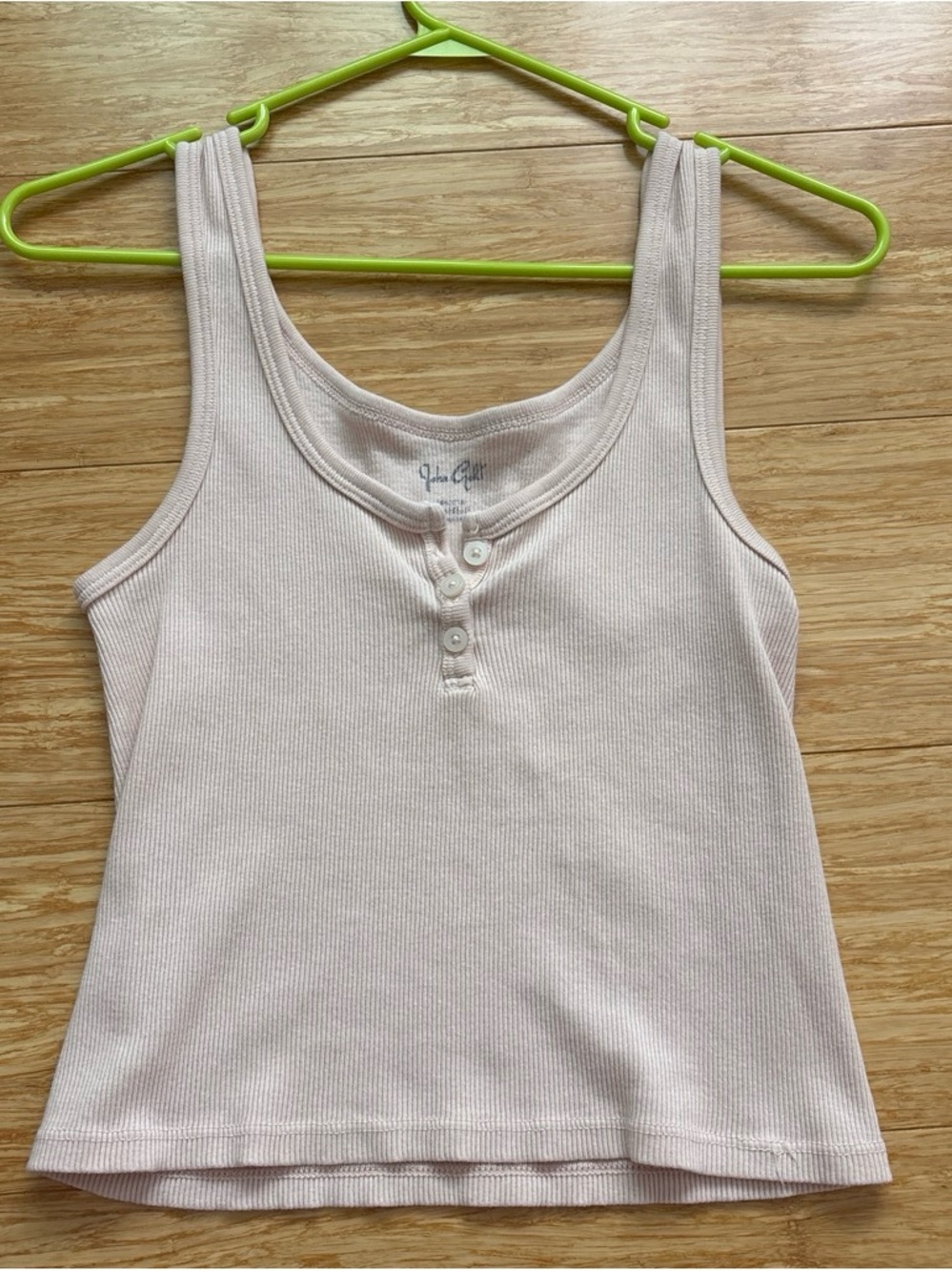 Brandy Melville Soft Pink Ribbed Henley Tank